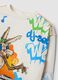 White sweatshirt in pure organic cotton with Looney Tunes print for baby boy_2