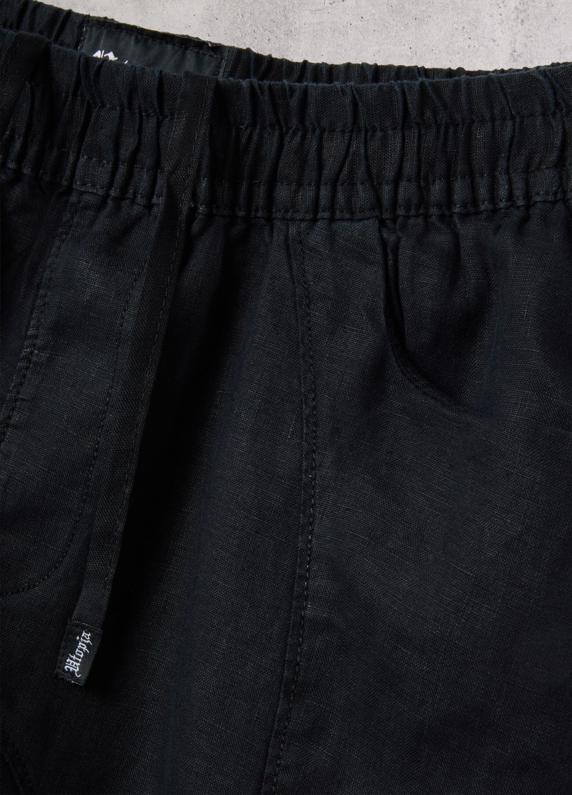 100% Linen Shorts Black