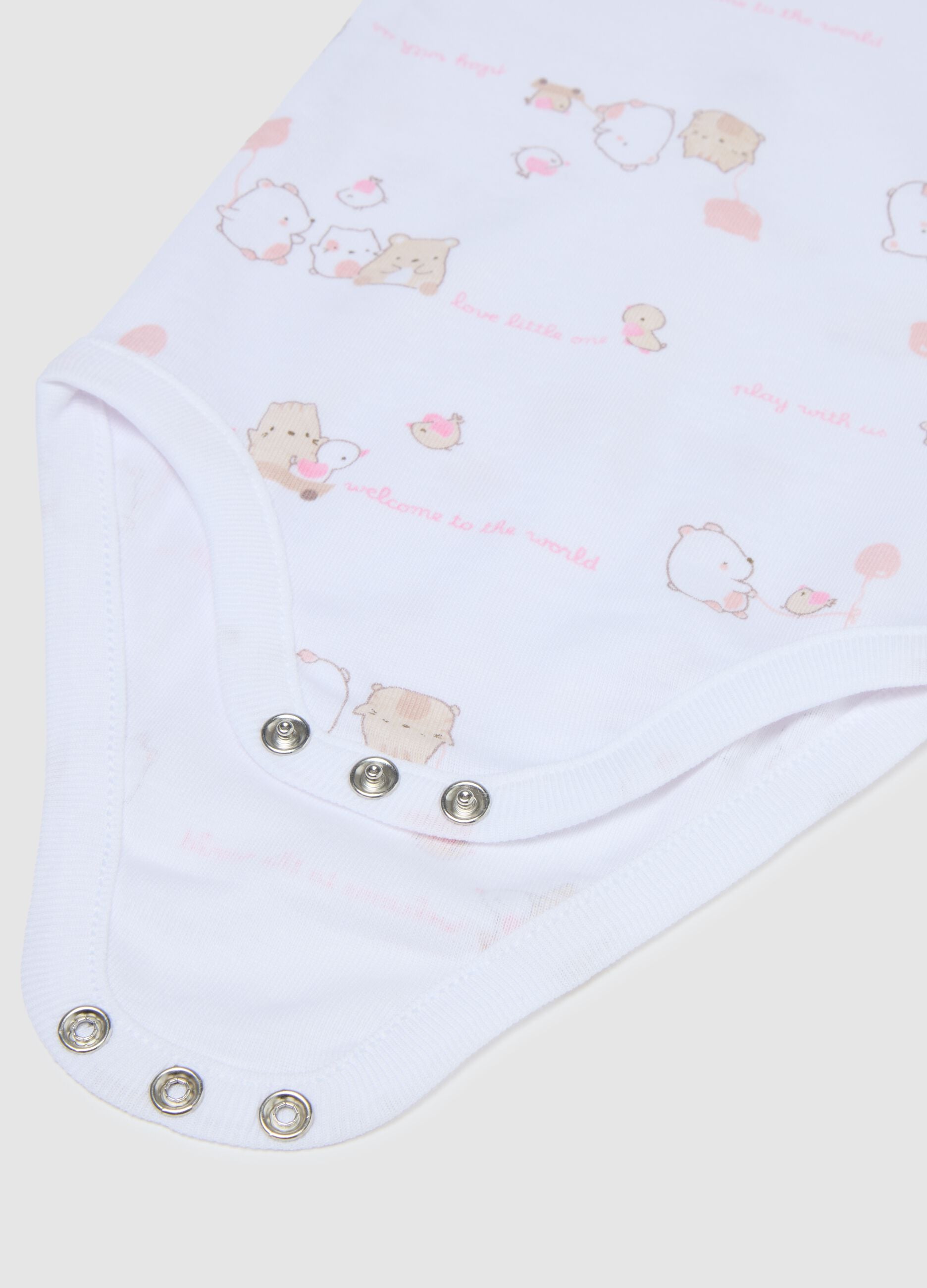 Newborn short sleeve multicolour bodysuit tri-pack in pure cotton