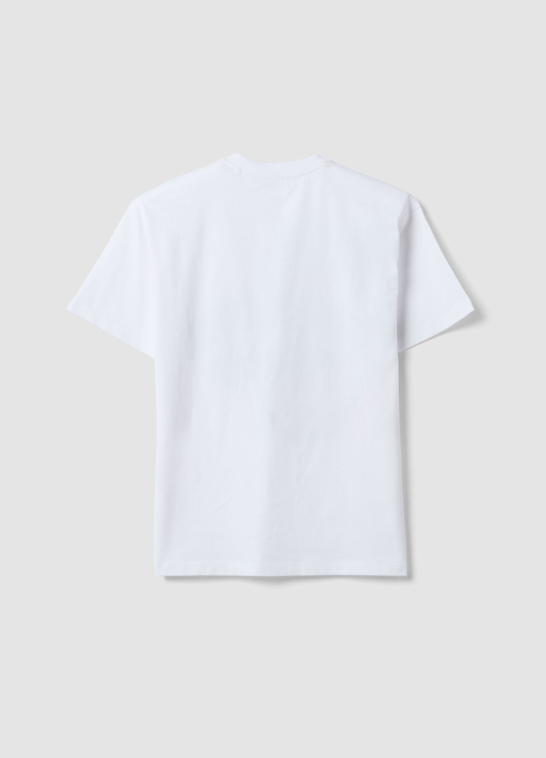 White pure cotton oversized T-shirt with basketball graphic print for boys