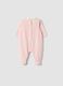 Pink organic cotton-blend baby sleepsuit with white collar_1