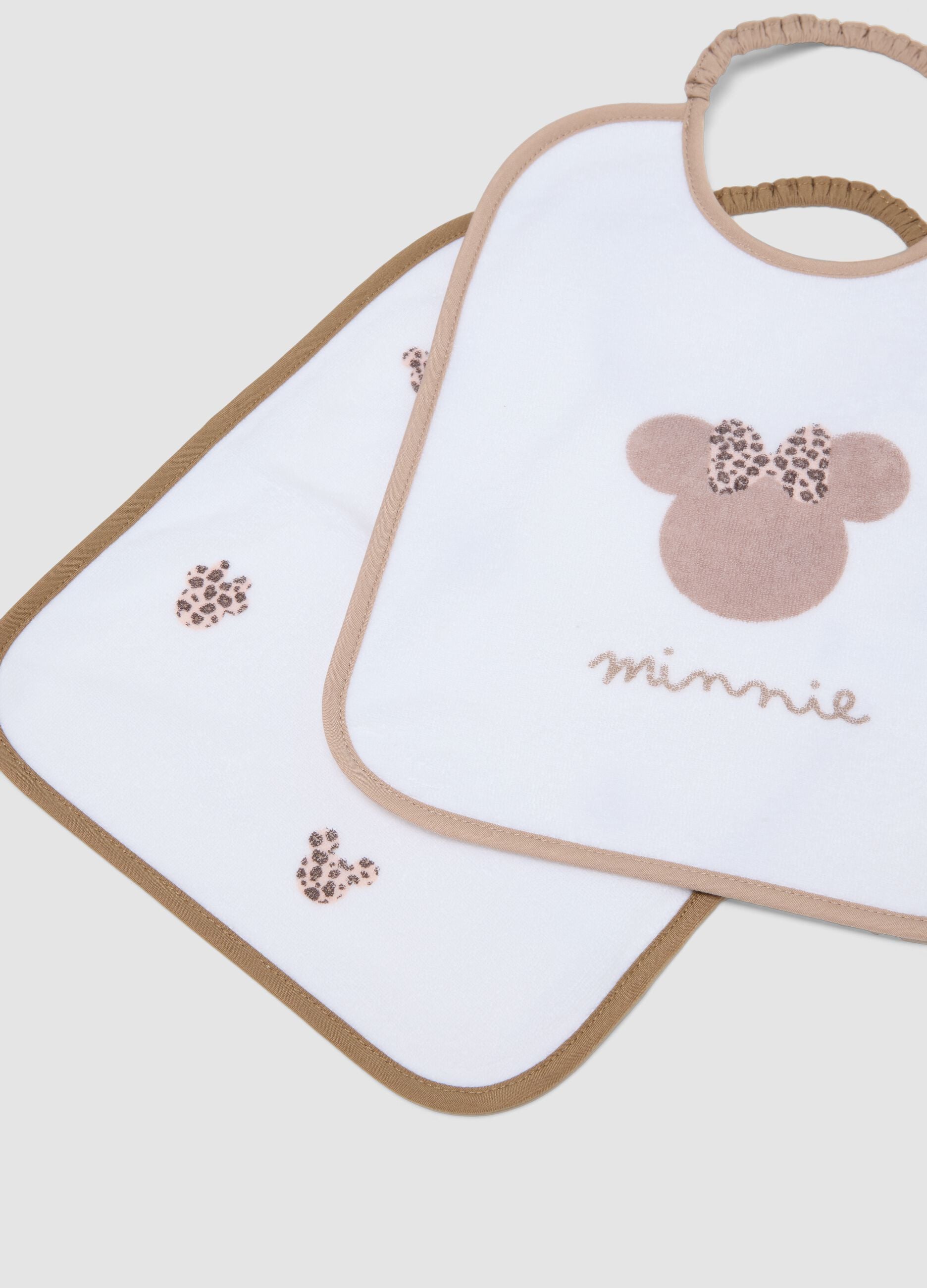 Pack of 3 multicolour Minnie print bibs in organic cotton blend