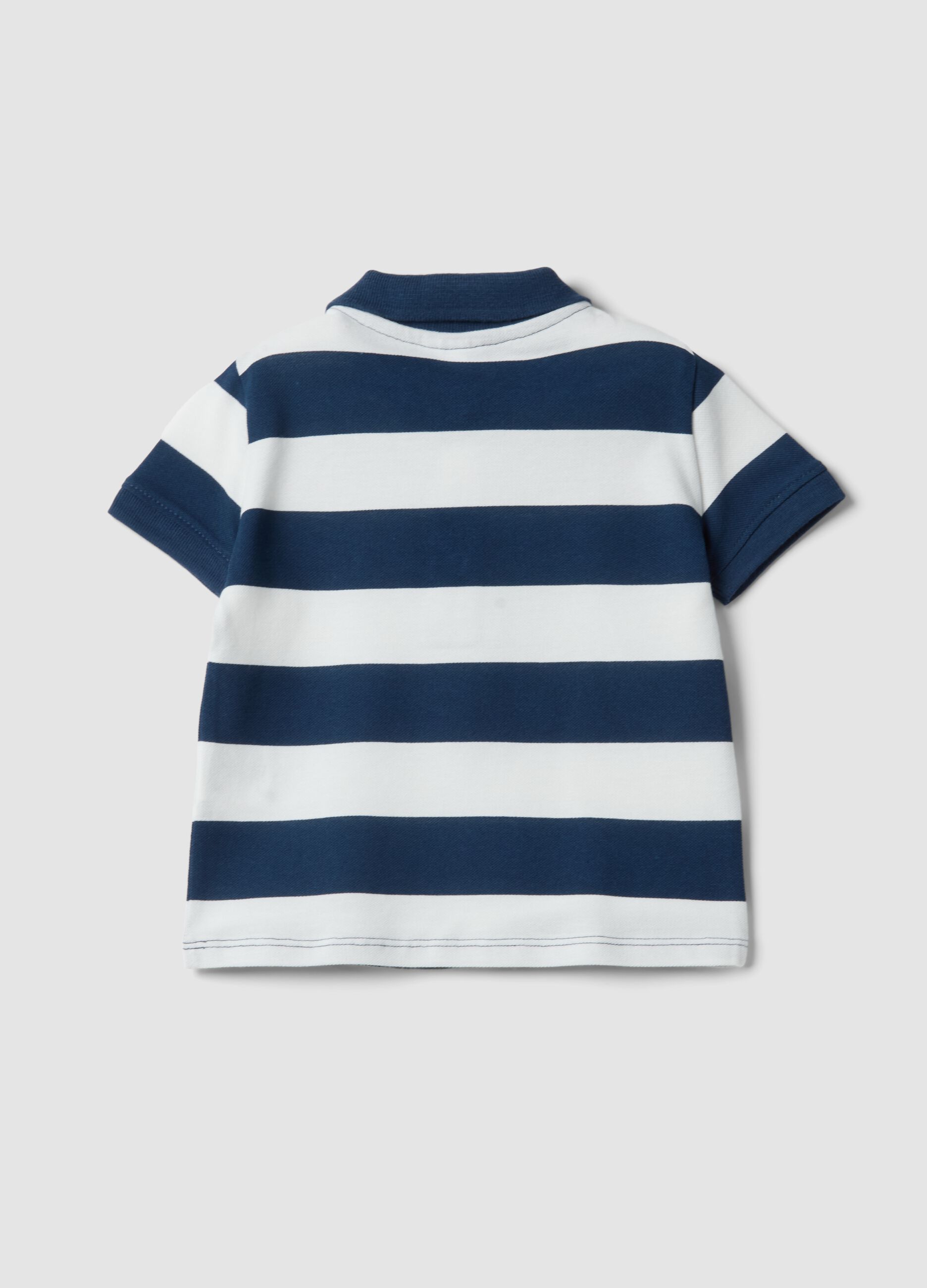 Multicoloured striped pure cotton polo for boys, regular fit