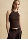 Fitted viscose blend brown tank top_0