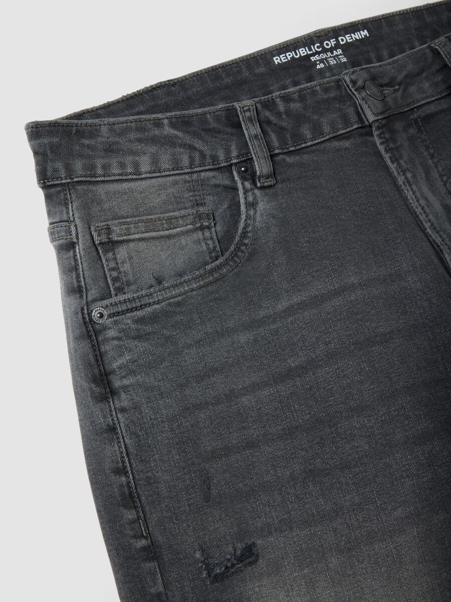 Regular-fit grey denim jeans in stretch cotton_1