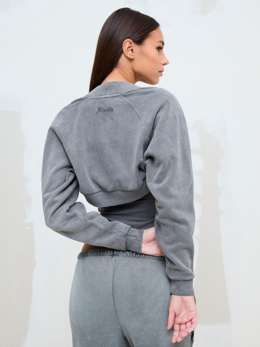 Grey Cropped Shrug Sweatshirt_5