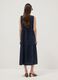 Blue sleeveless pure cotton dress with tiered skirt, regular fit_3
