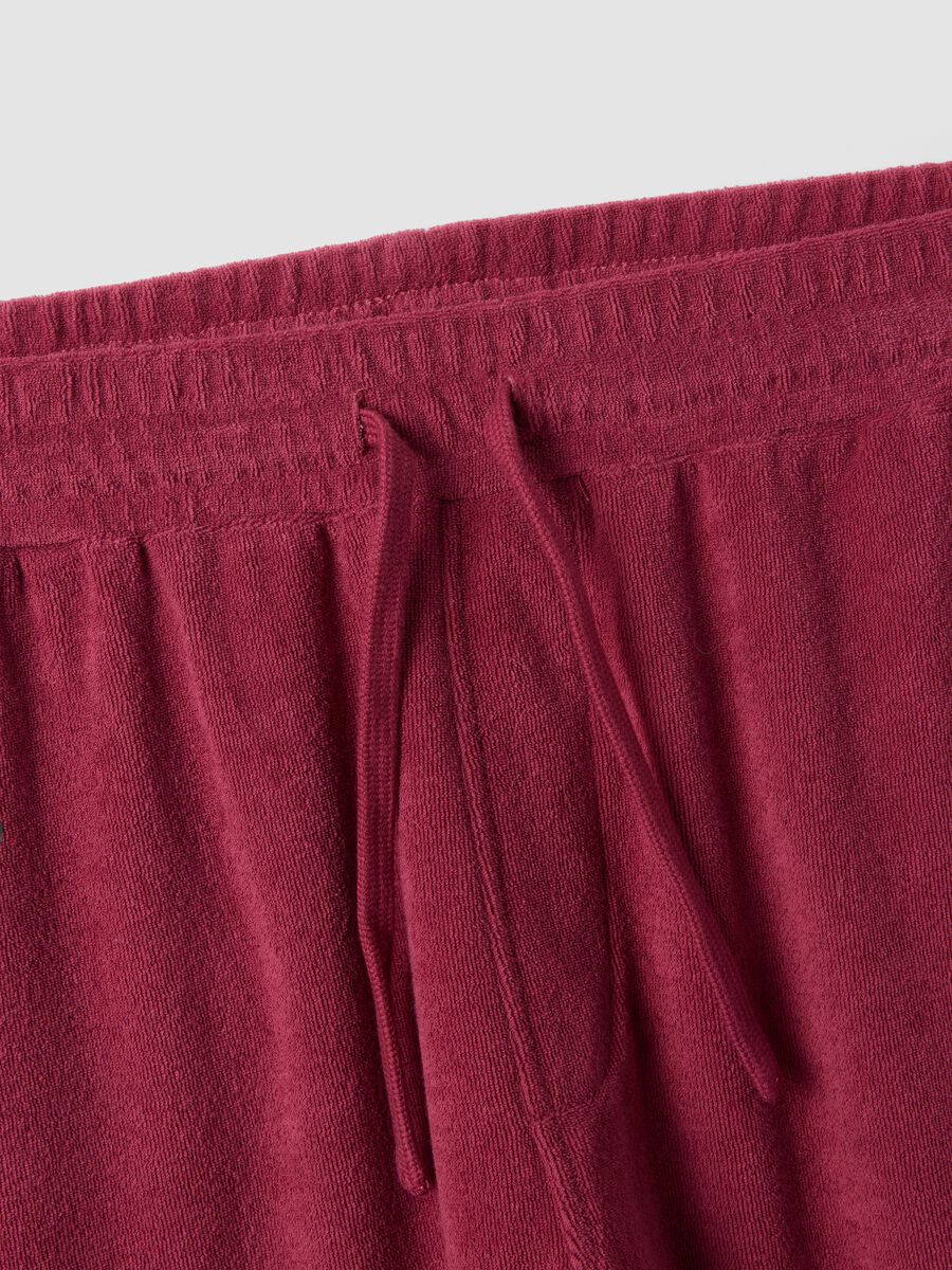 Red cotton-blend Bermuda shorts with elasticated waistband_5