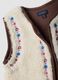 White crew-neck gilet with floral embroidery, regular fit_1