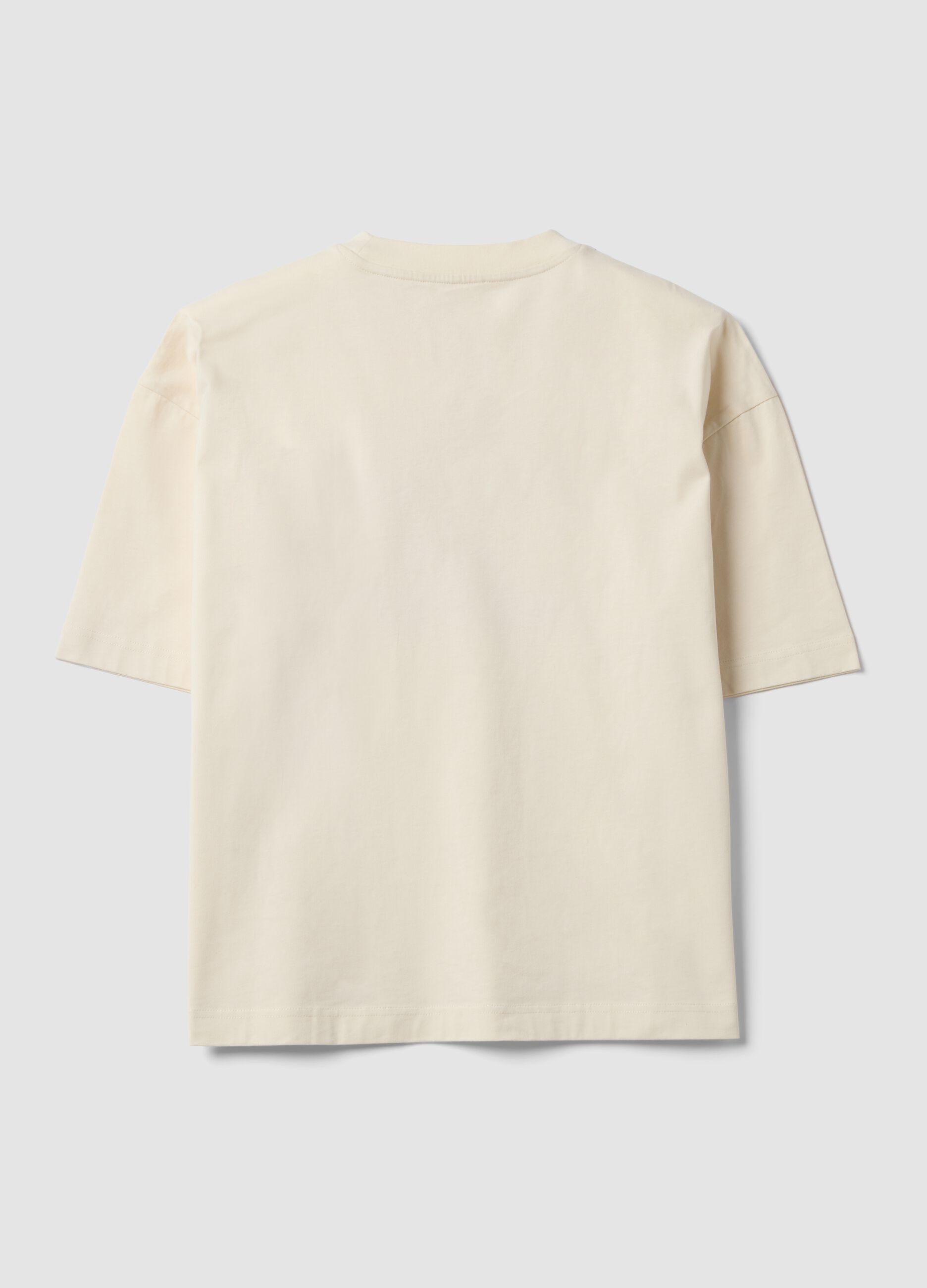 White pure cotton T-shirt with Six Seven front print, boxy fit