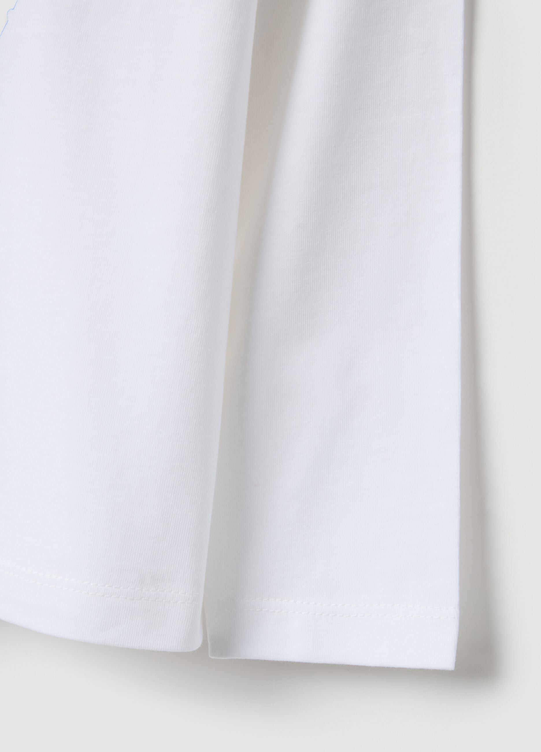 Girls' white pure cotton T-shirt, regular fit