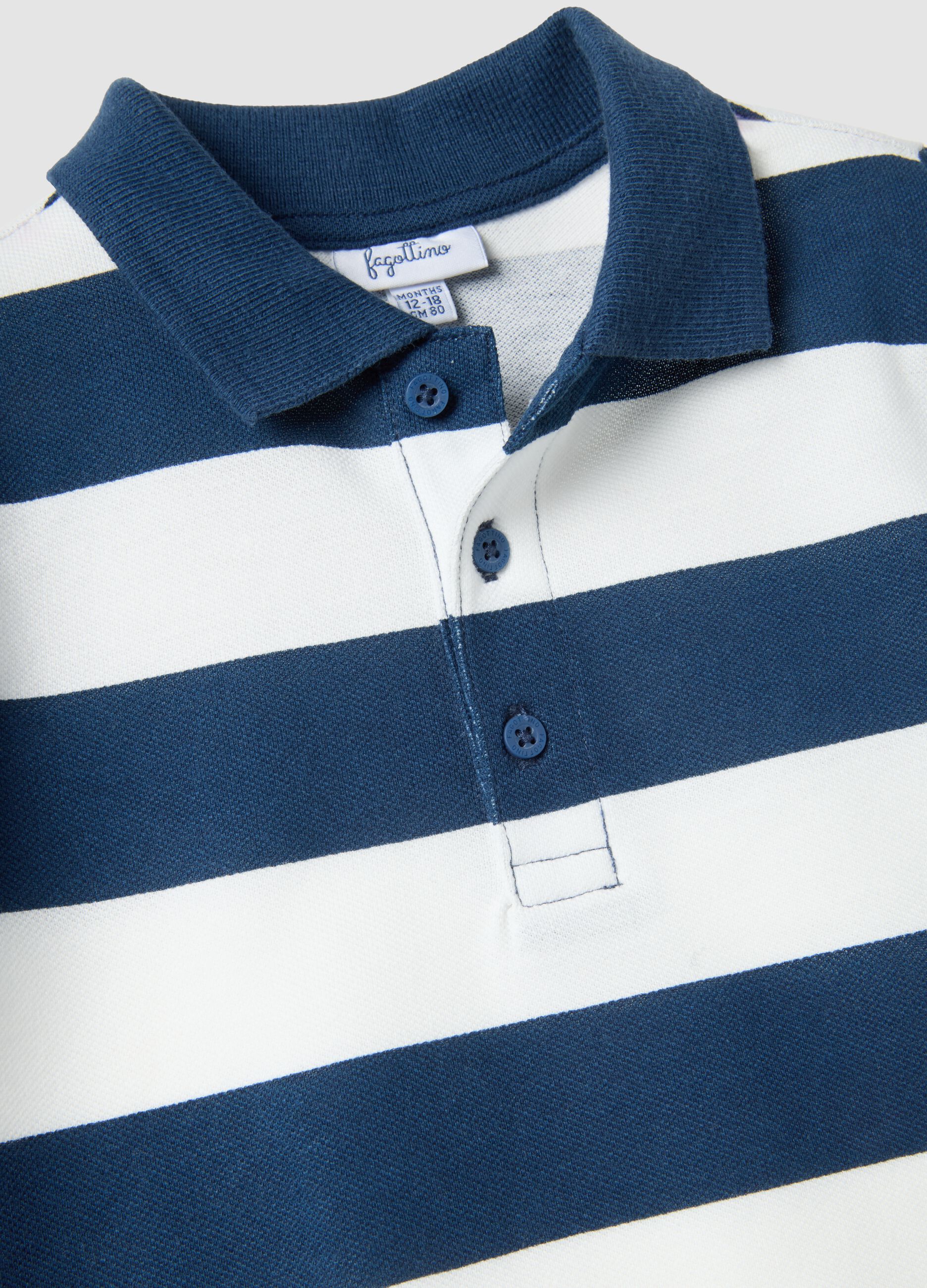 Multicoloured striped pure cotton polo for boys, regular fit