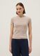 Beige fitted T-shirt in stretch cotton_1