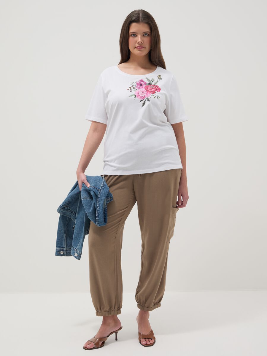 White pure cotton regular fit T-shirt with print_2