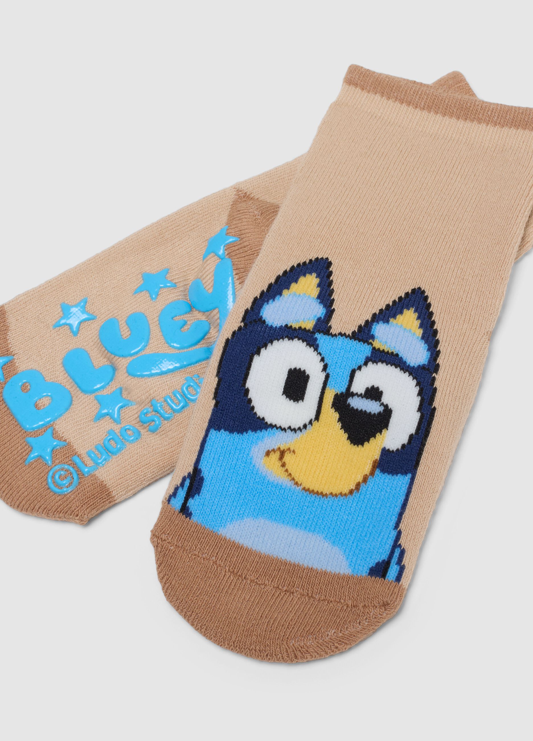 Bipack calzini in misto cotone multicolor da neonato con ricamo Bluey