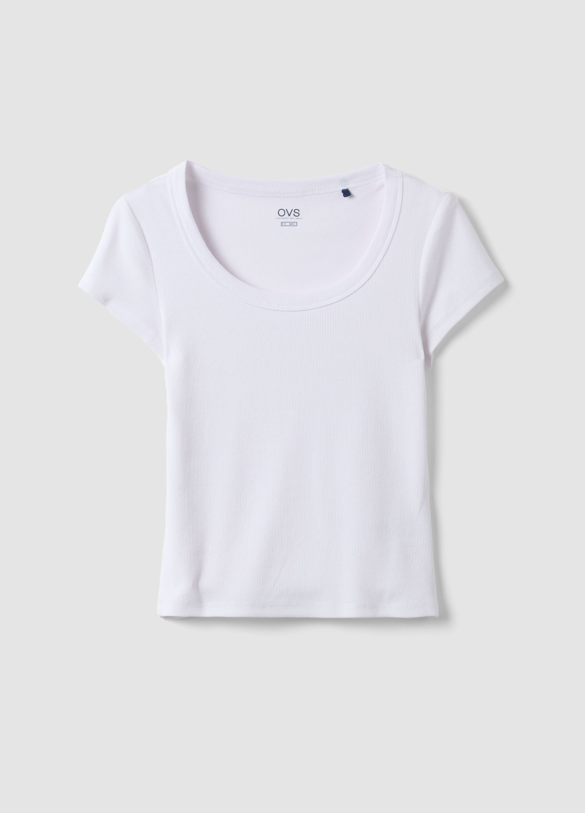 White stretch cotton fitted short sleeve T-shirt