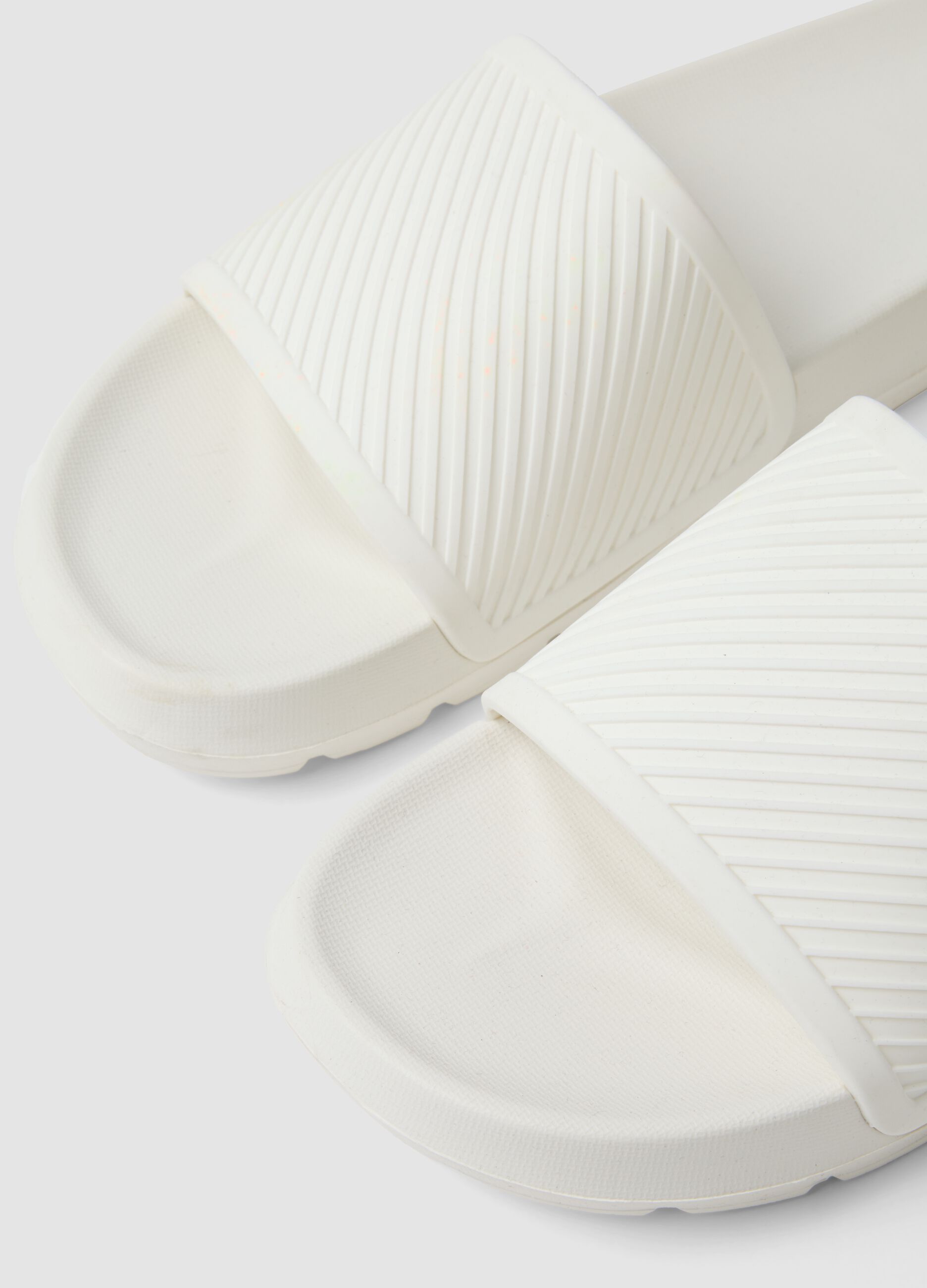 White slide sandals with wide strap