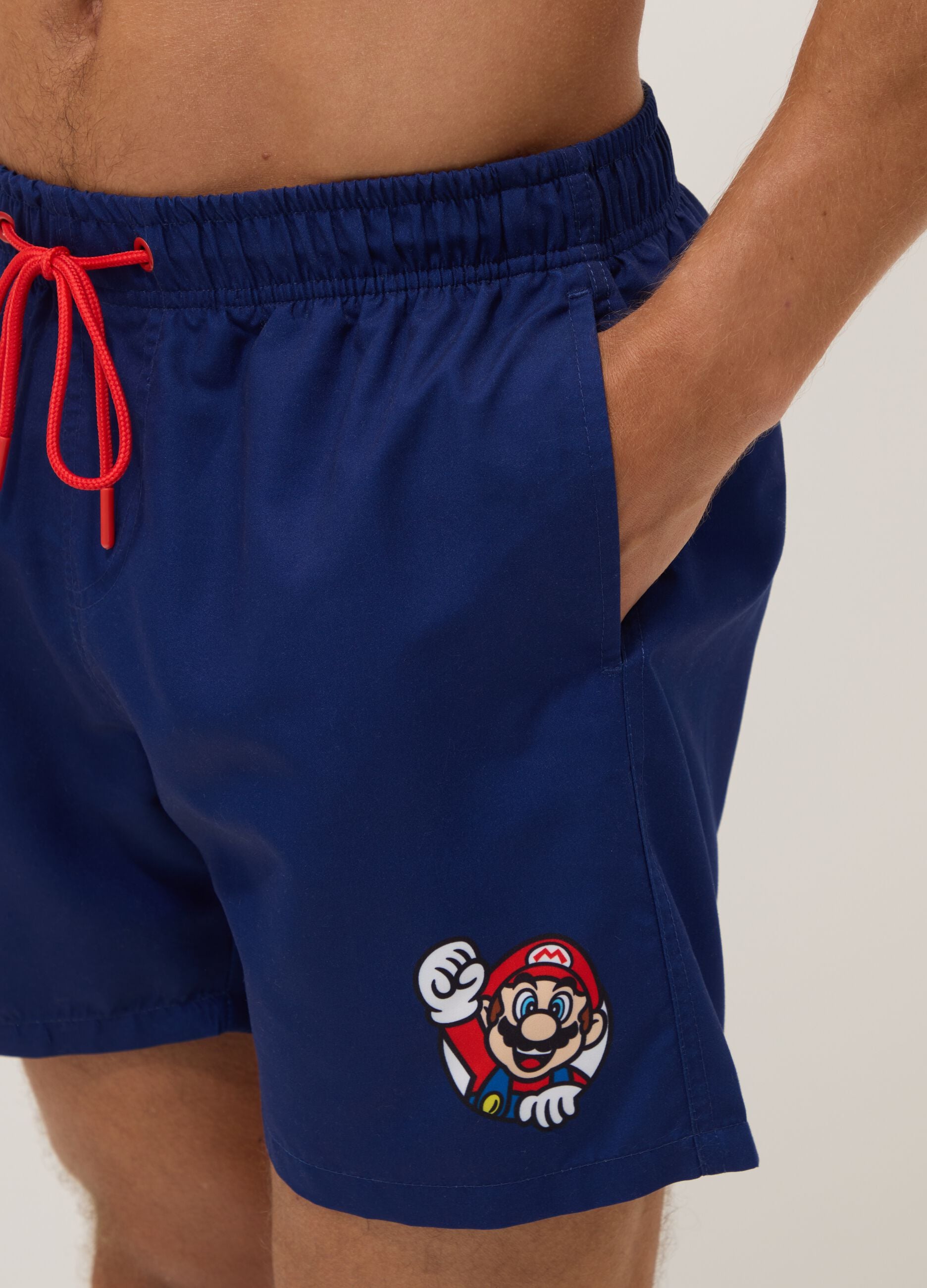 Blue Beach Boxers with Super Mario Print
