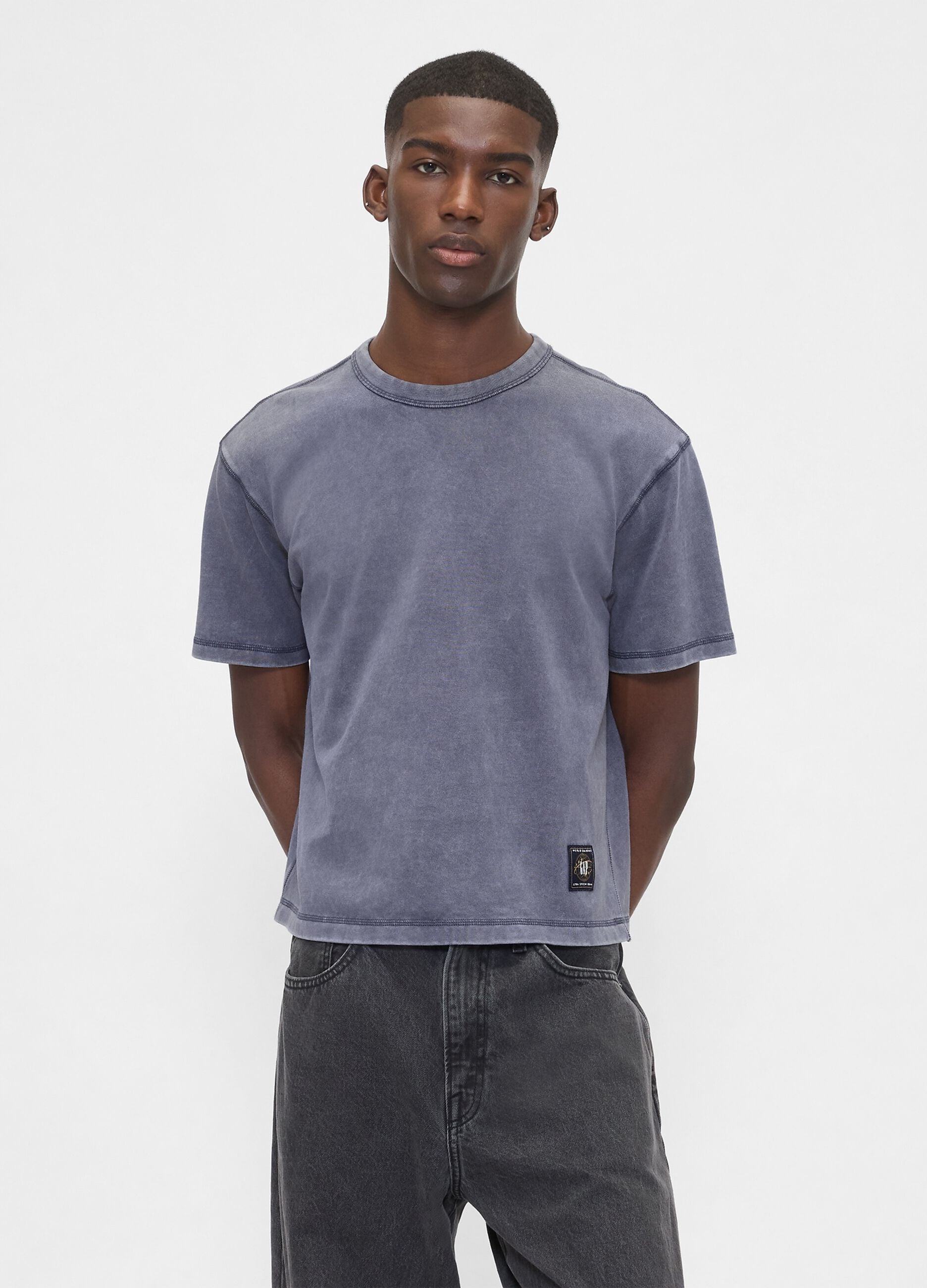 Blue Short-Sleeve Cotton T-Shirt
