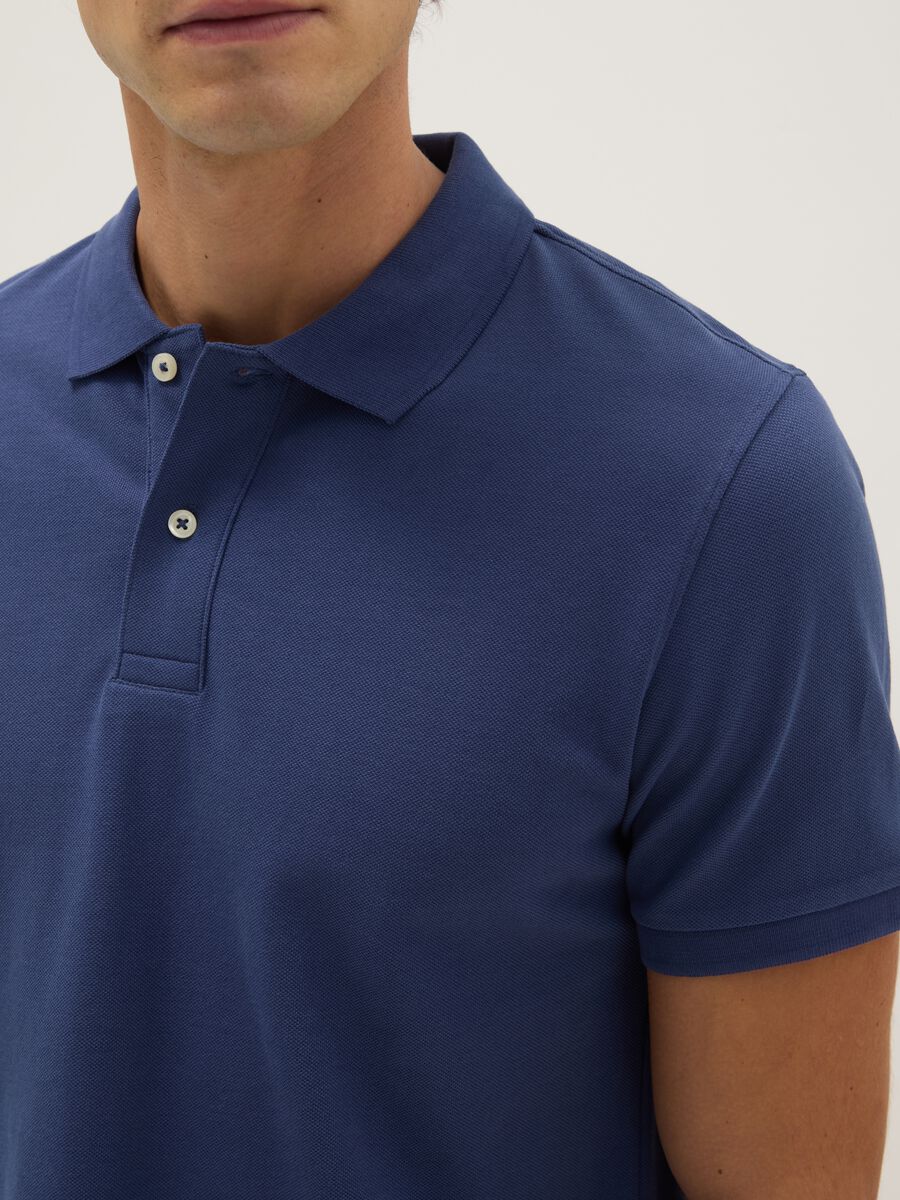 Blue pure cotton polo regular fit_4