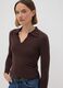 Brown viscose-blend polo-collar jumper, regular fit_0