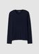 Blue crew-neck T-shirt in stretch viscose and wool, regular fit_4