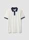 White pure cotton polo shirt with contrasting collar_4