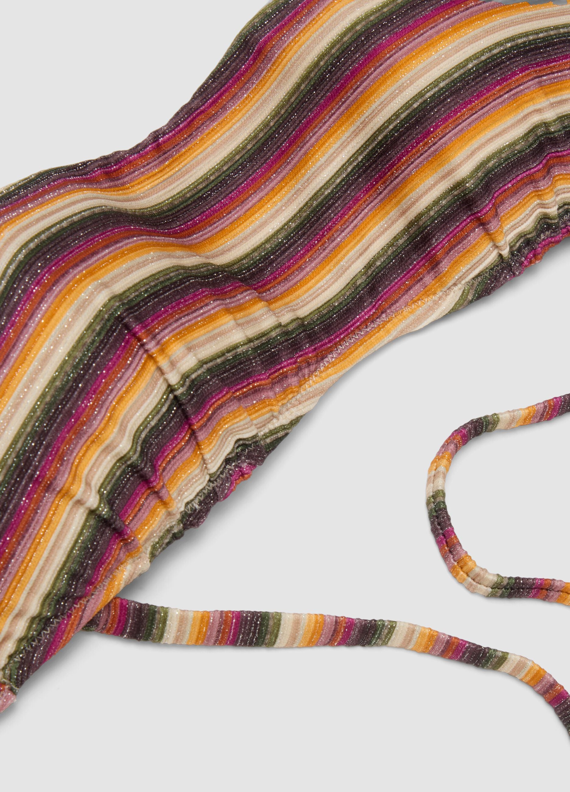 Multicoloured striped stretch-fabric bralette bikini top