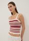 Fitted pure cotton multicolour striped vest with thin straps_0