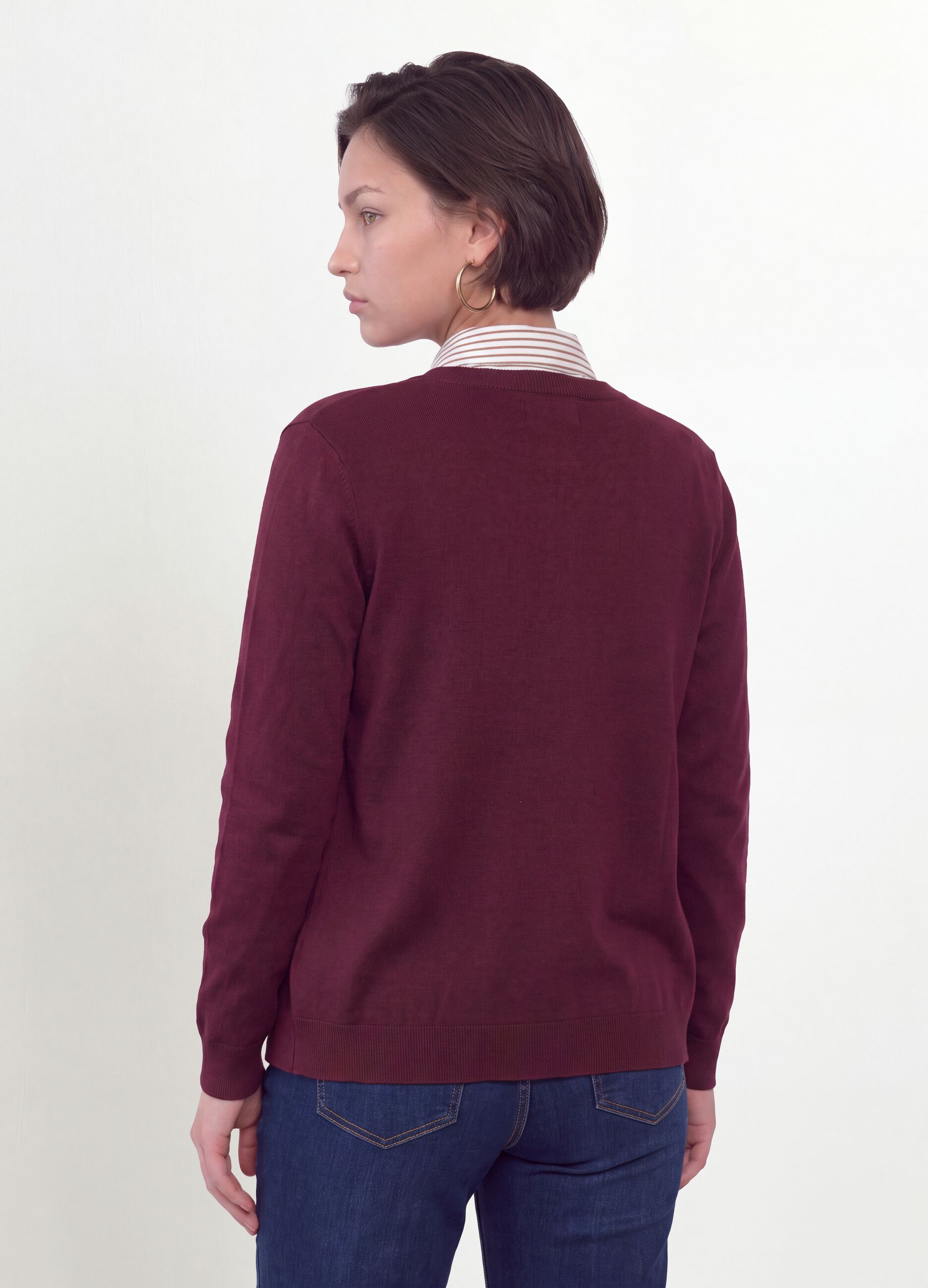 Red viscose-blend cardigan with buttons, regular fit