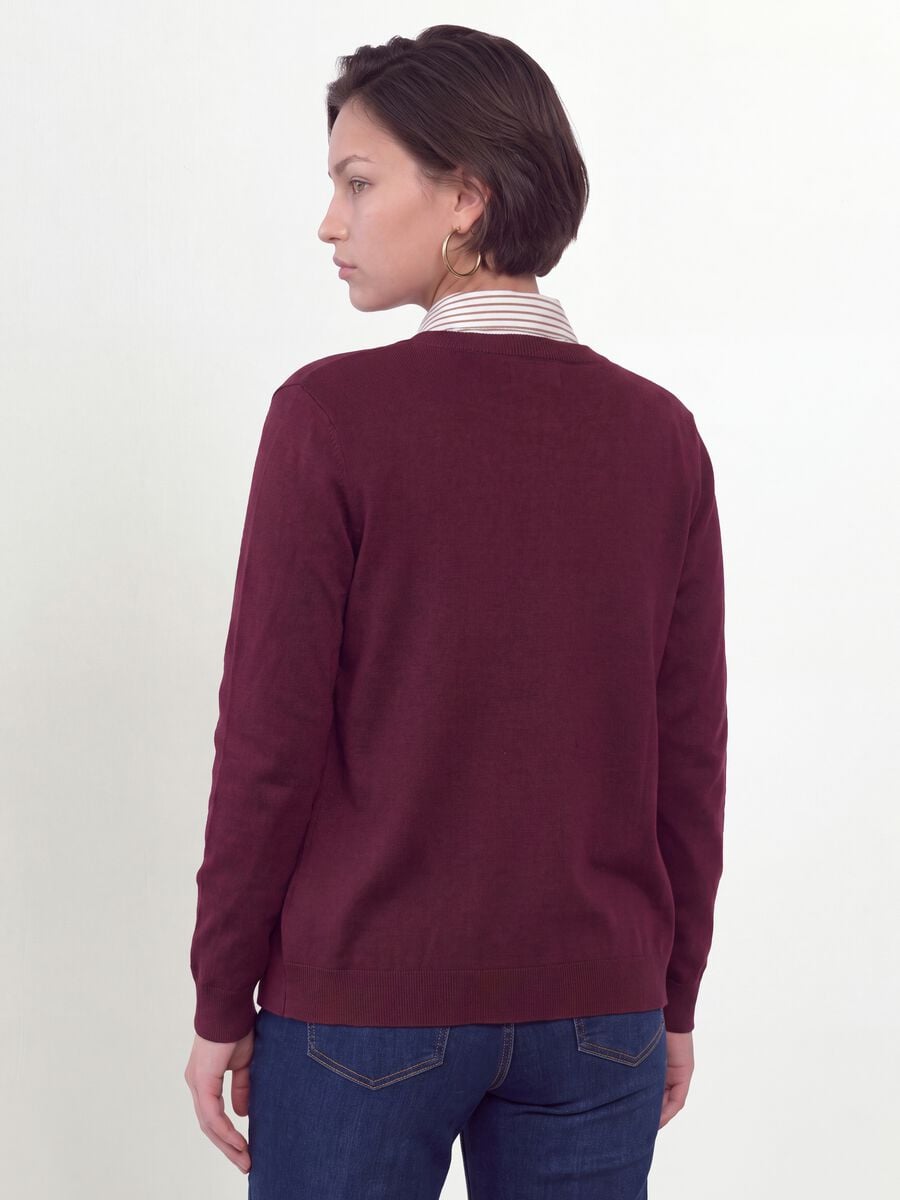 Red viscose-blend cardigan with buttons, regular fit_3