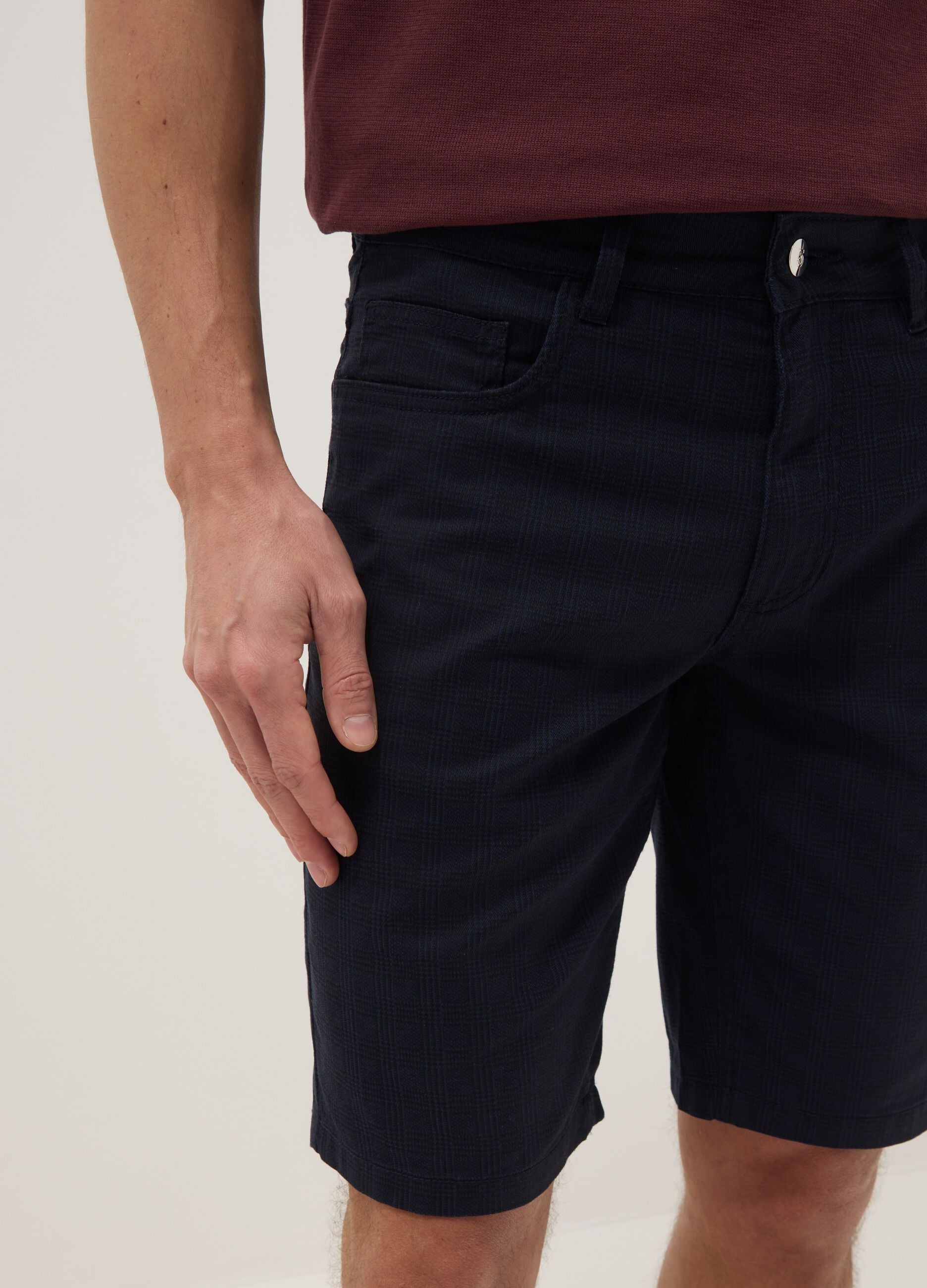 Blue regular-fit pure cotton Bermuda shorts