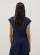 Blue pure cotton T-shirt with perforated inserts_3