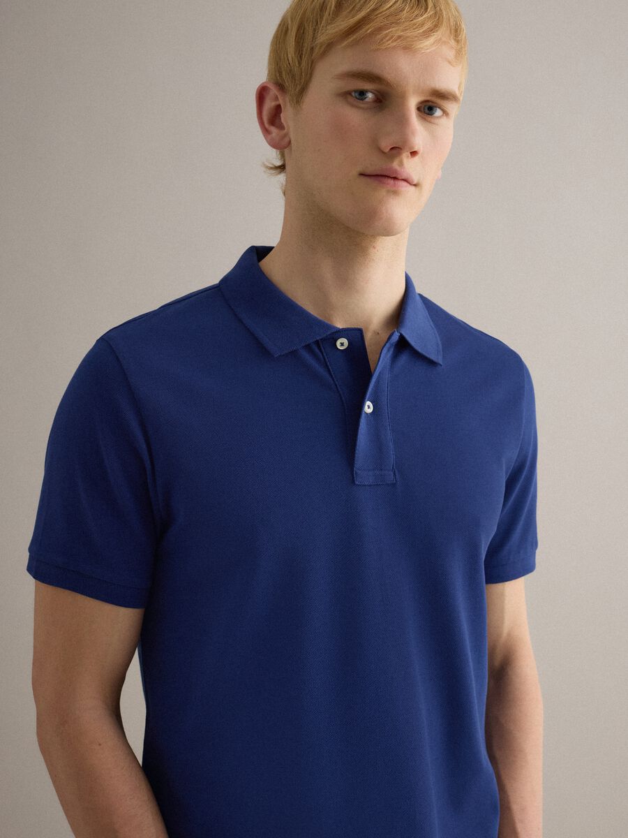 Regular-fit blue Supima cotton polo shirt_1