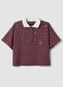 Multicolour striped pure cotton polo with oversized collar_4