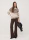 Brown flared trousers in stretch fabric_0