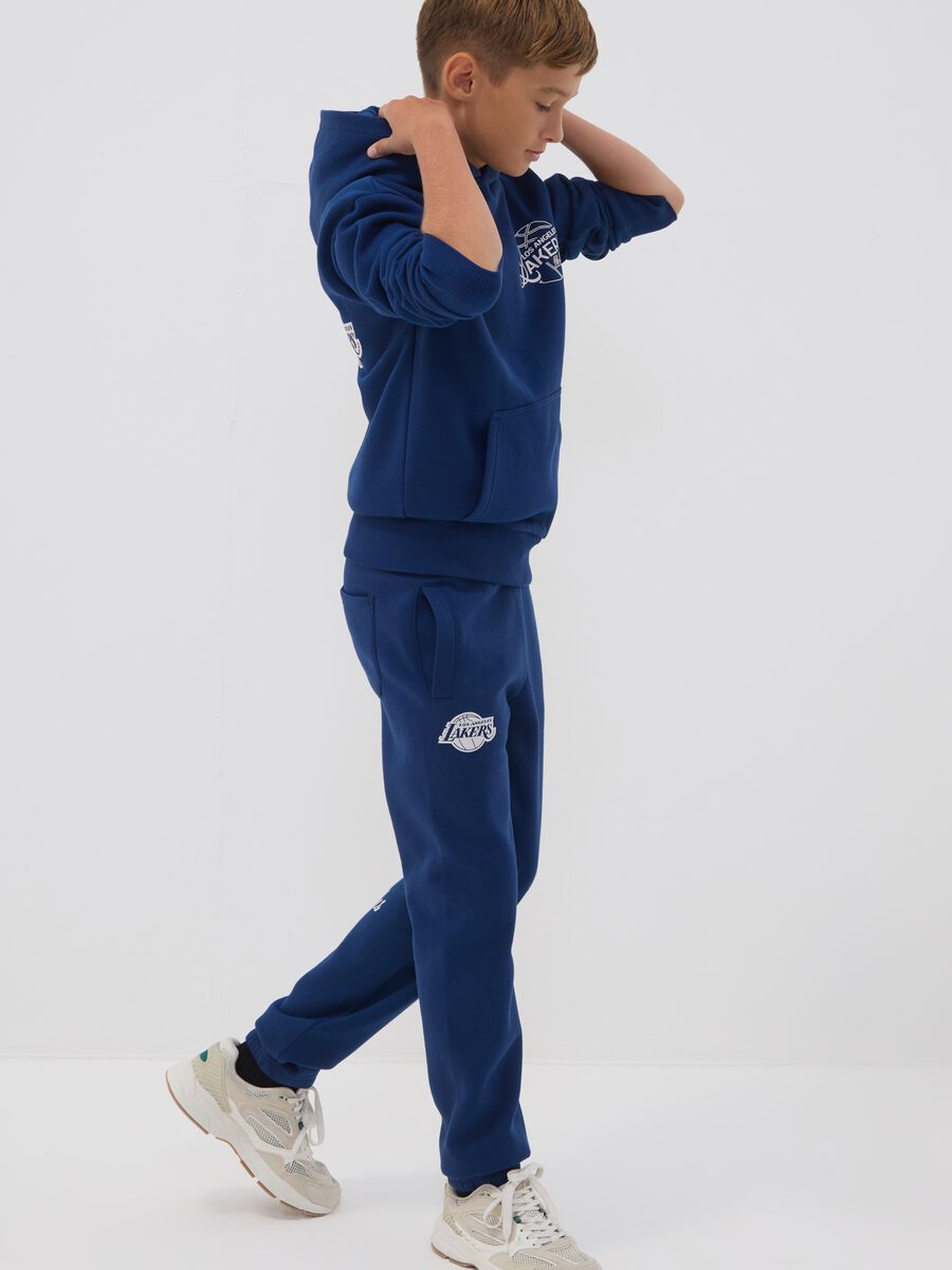 Blue regular-fit cotton-blend joggers_1