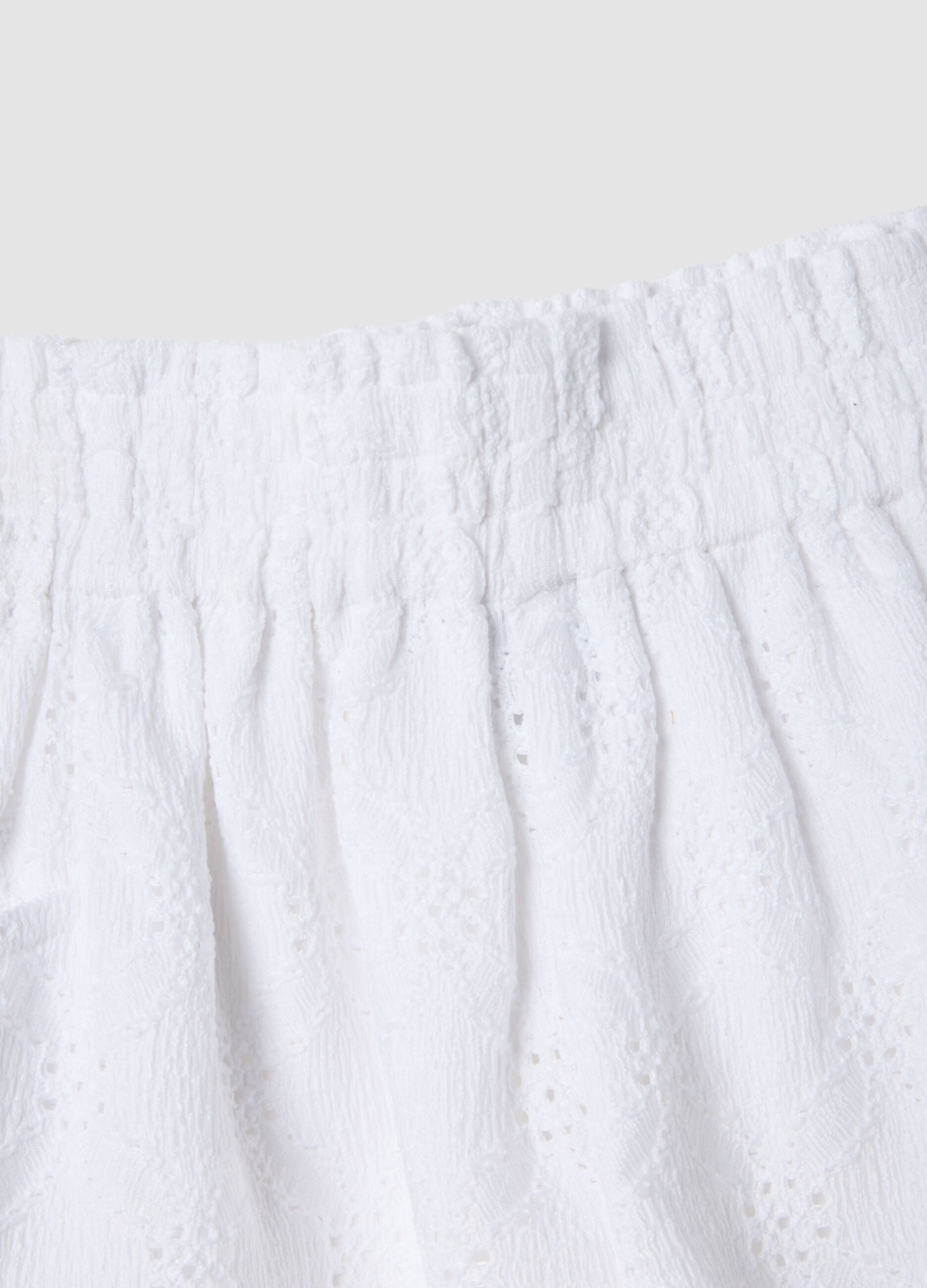 Girls&rsquo; white stretch shorts with elasticated waist, regular fit