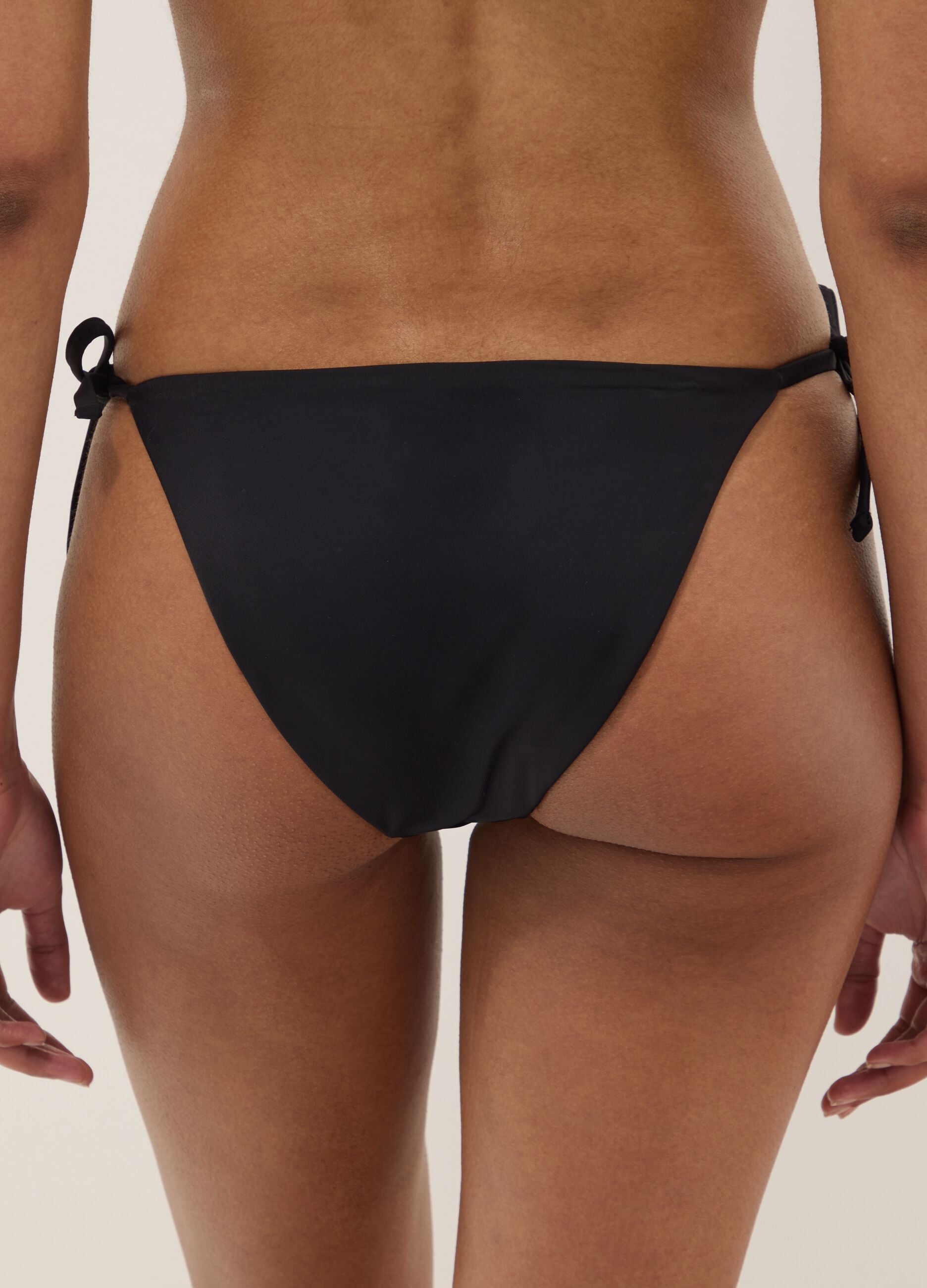 Black stretch-fabric bikini bottoms