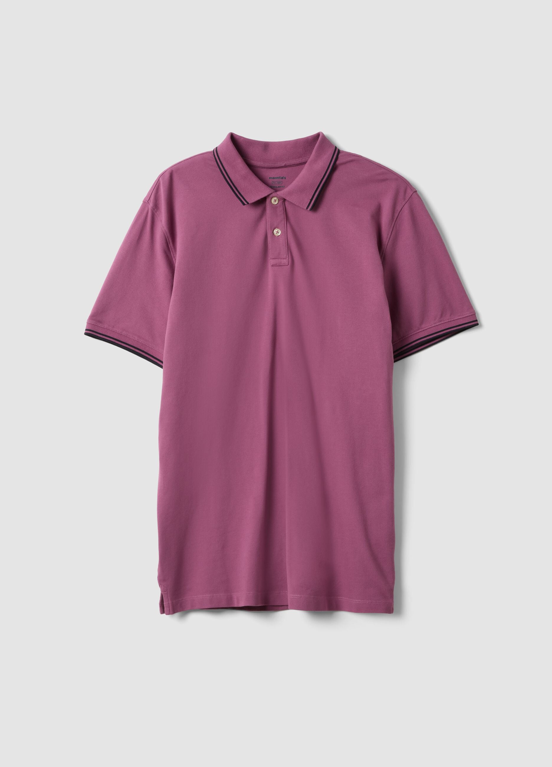 Purple stretch cotton polo shirt, regular fit