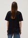 Black pure cotton T-shirt with lace insert, relaxed fit_3