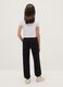 Girls' pure black cotton regular fit trousers_1