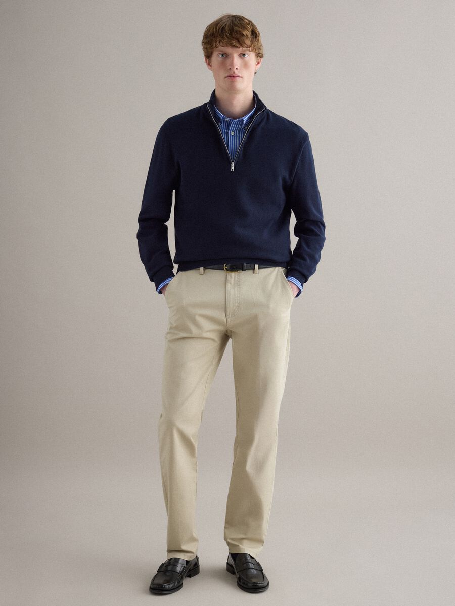 Pantaloni chino beige in cotone elasticizzato slim fit_2