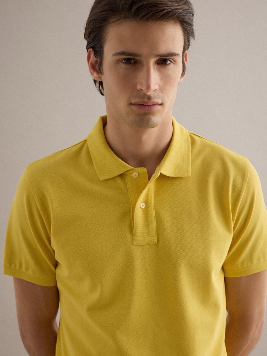 Yellow Supima cotton polo shirt, regular fit_4