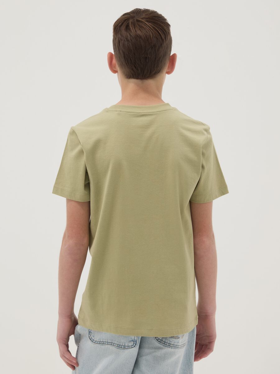 Green short-sleeved T-shirt in 100% organic cotton for boys_1
