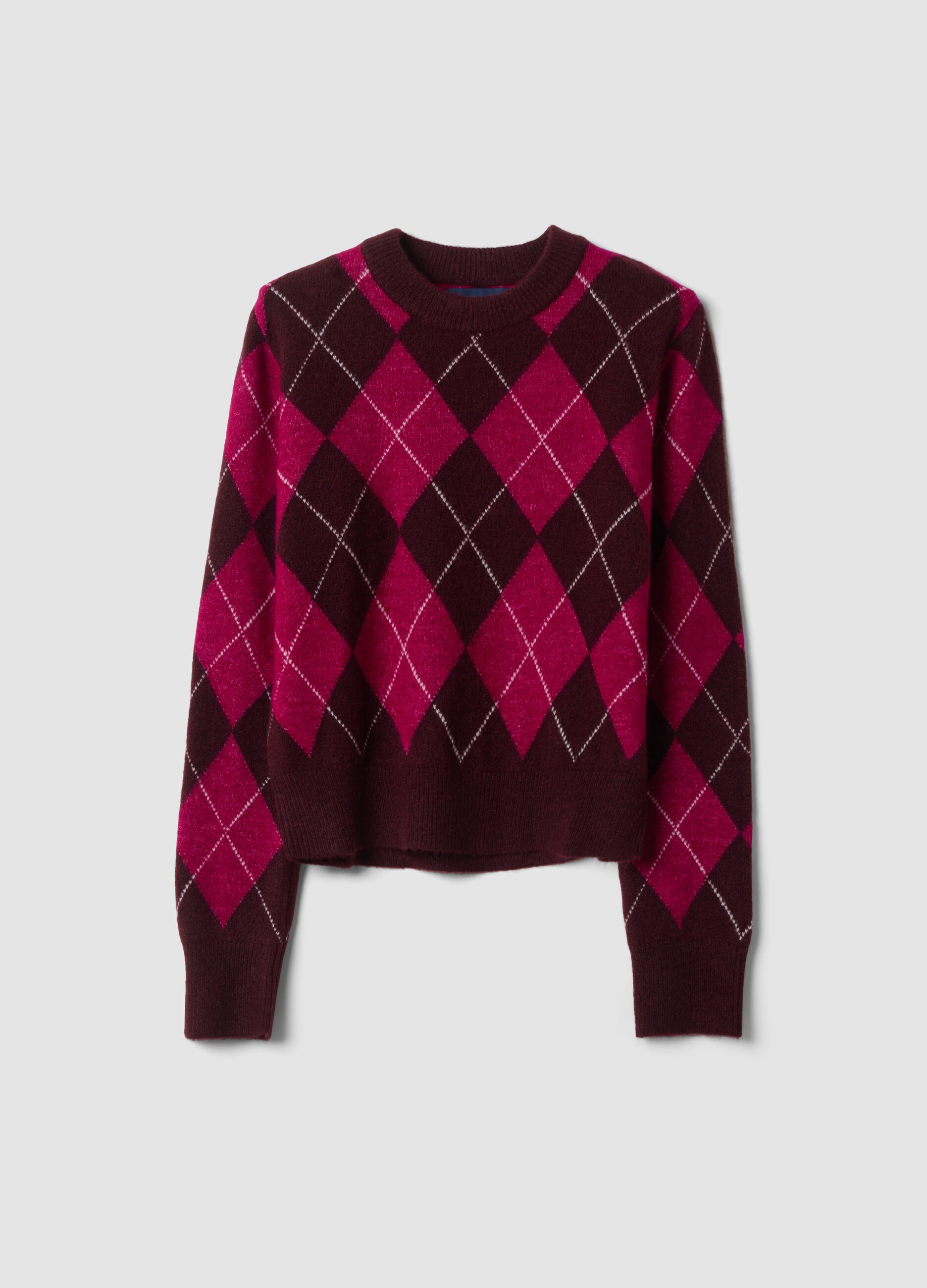 Purple stretch wool crew-neck jumper