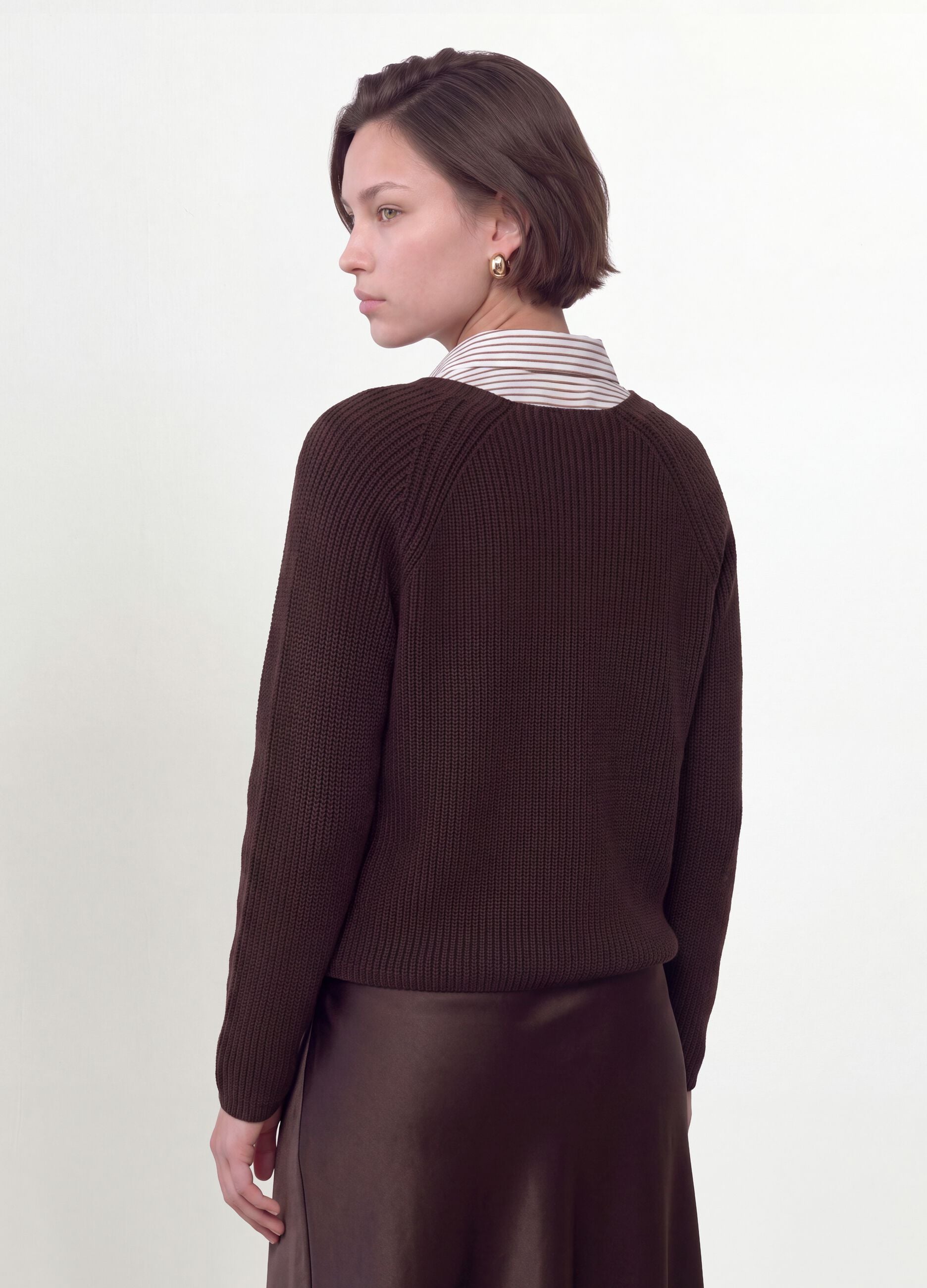 Multicolour pure cotton crew-neck cardigan, regular fit