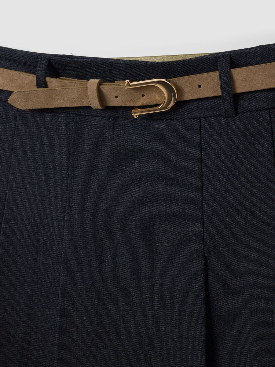 Grey stretch viscose mini skirt with belt_5