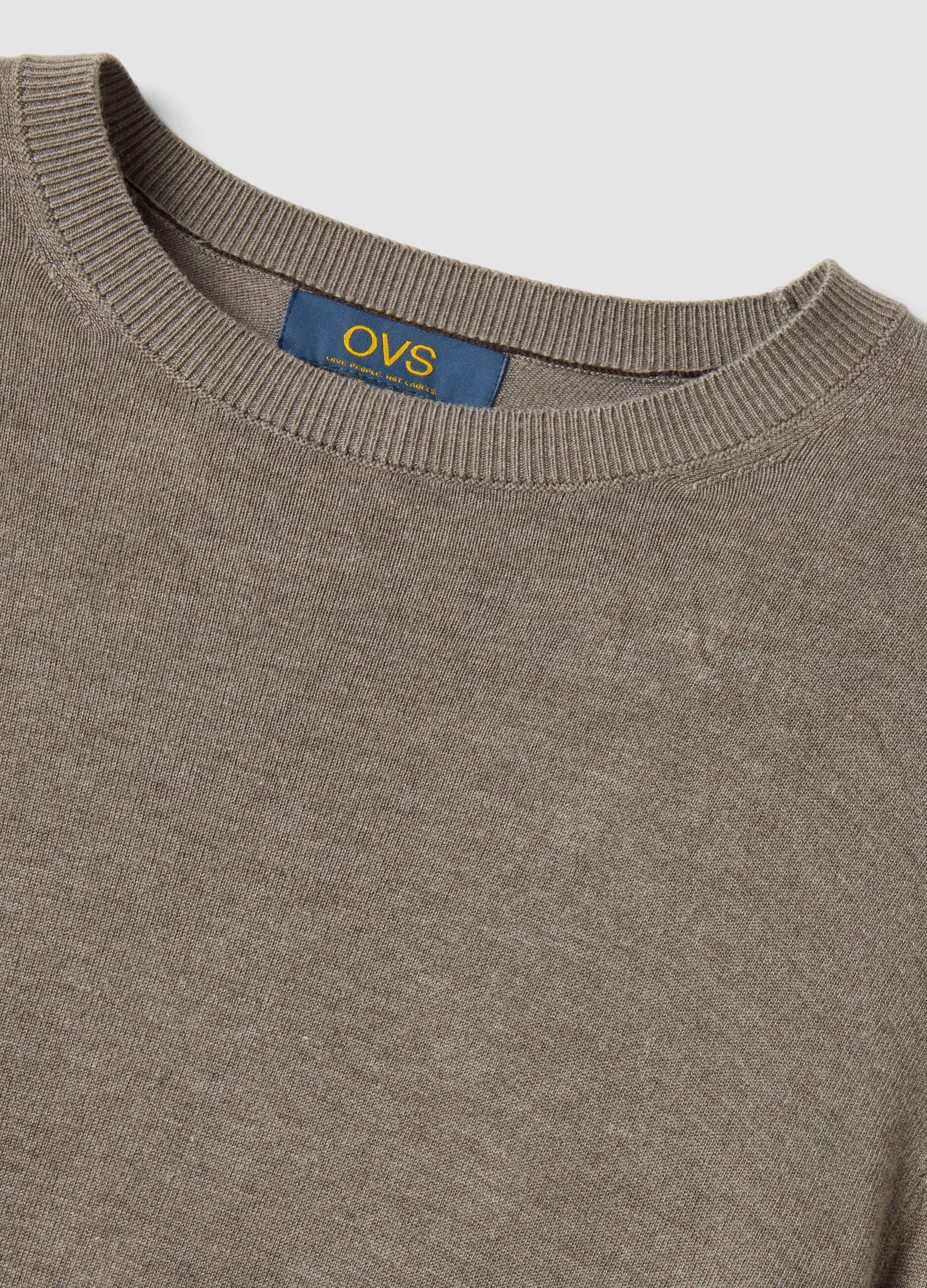 Grey crew-neck viscose-blend jumper, regular fit