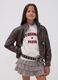Girls&rsquo; brown jacket with zip and high neck, oversized fit_1